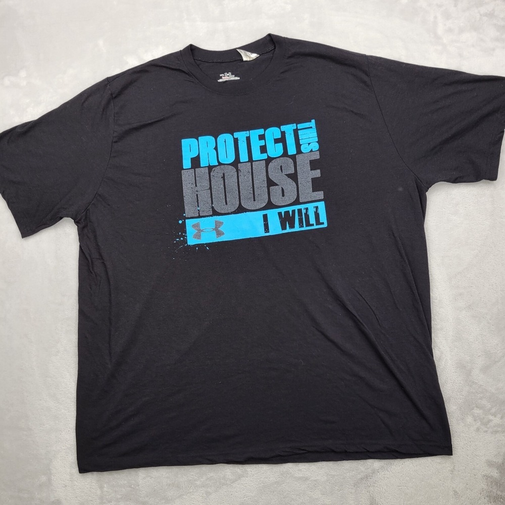 Under Armour Shirt XXL Base Layer Performance Training UA Black Blue Adult 2XL‎